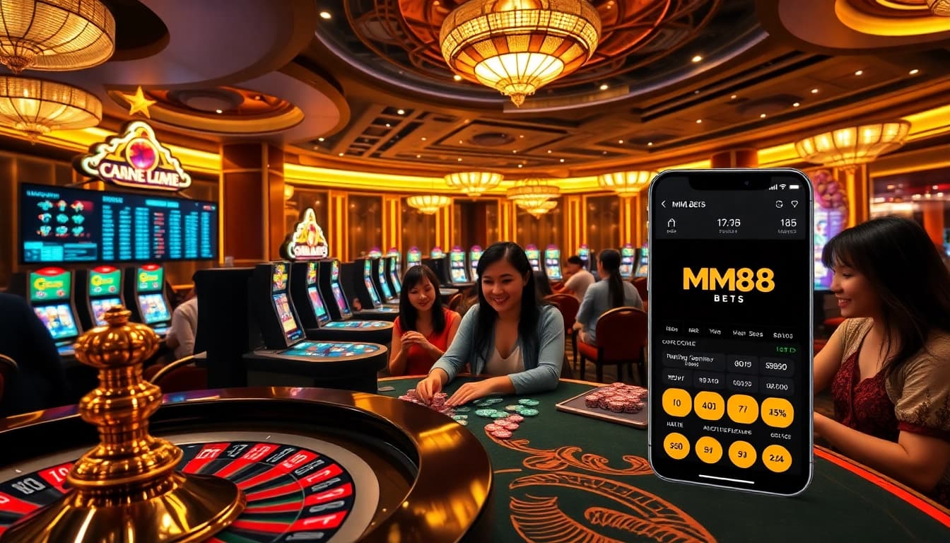 Experience excitement at MM88 Bets with stylish gaming tables, vibrant slots, and live betting.