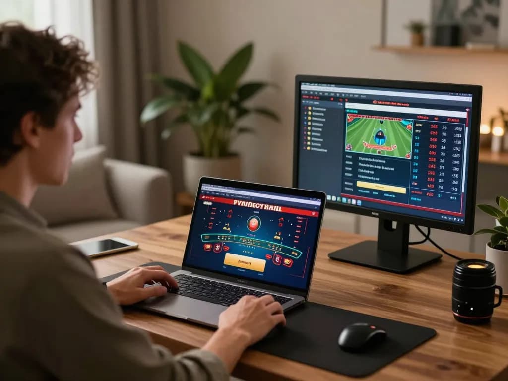 Engaged player using sin88 online casino for strategic blackjack gameplay at home