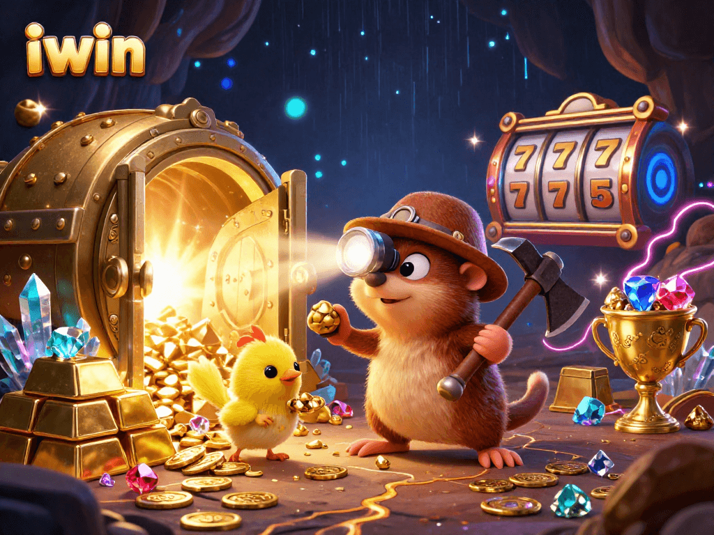 Engage in iwin's thrilling treasure hunt with a mole explorer uncovering riches.