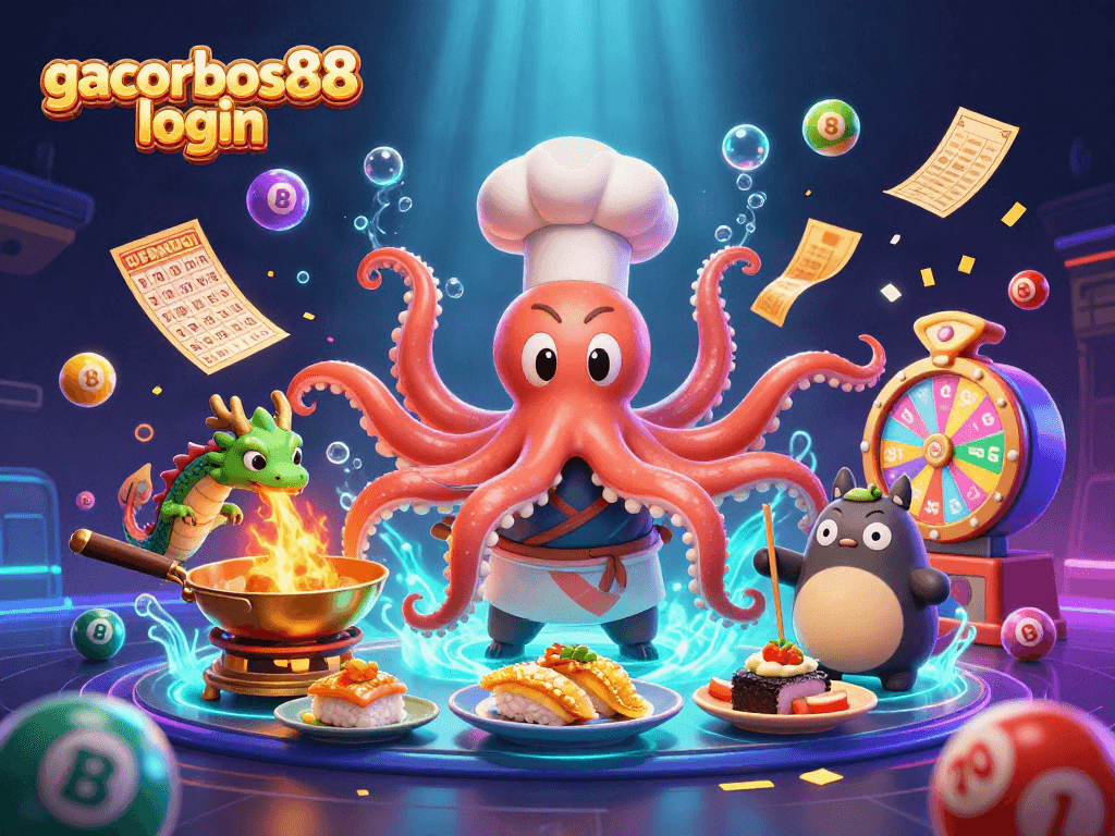 Experience the thrill of gacorbos88 login with a vibrant casino scene of dynamic characters in action.