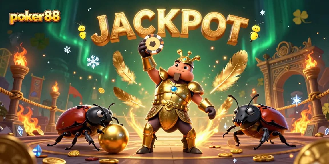Menangkan permainan di poker88 dengan ilustrasi mendetail pemenang dan perayaan jackpot.