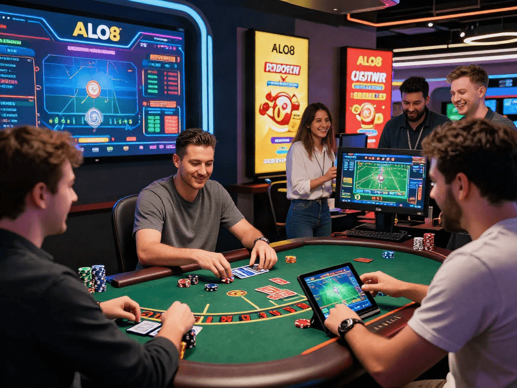 Engage in thrilling ALO8 online gaming experience with diverse players enjoying various games.
