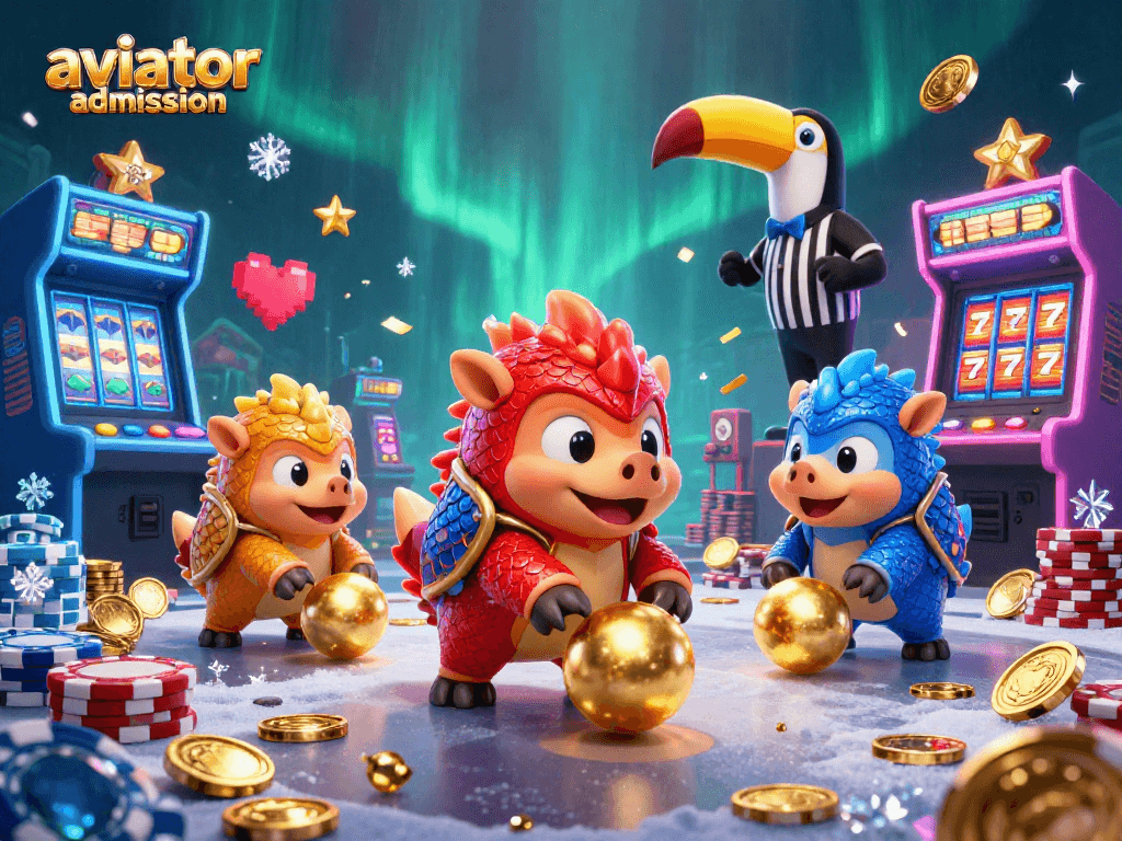 Aviator Admission: Play thrilling casino games with rival pangolins competing in a poker chip challenge.