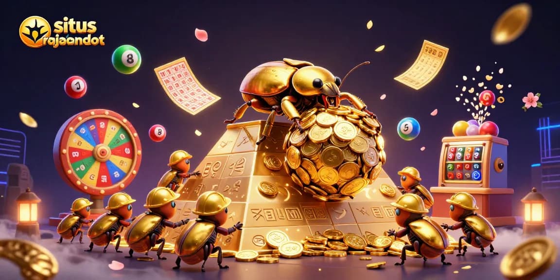 Engage with situs rajabandot through dynamic lottery scenes with vibrant elements and playful characters.
