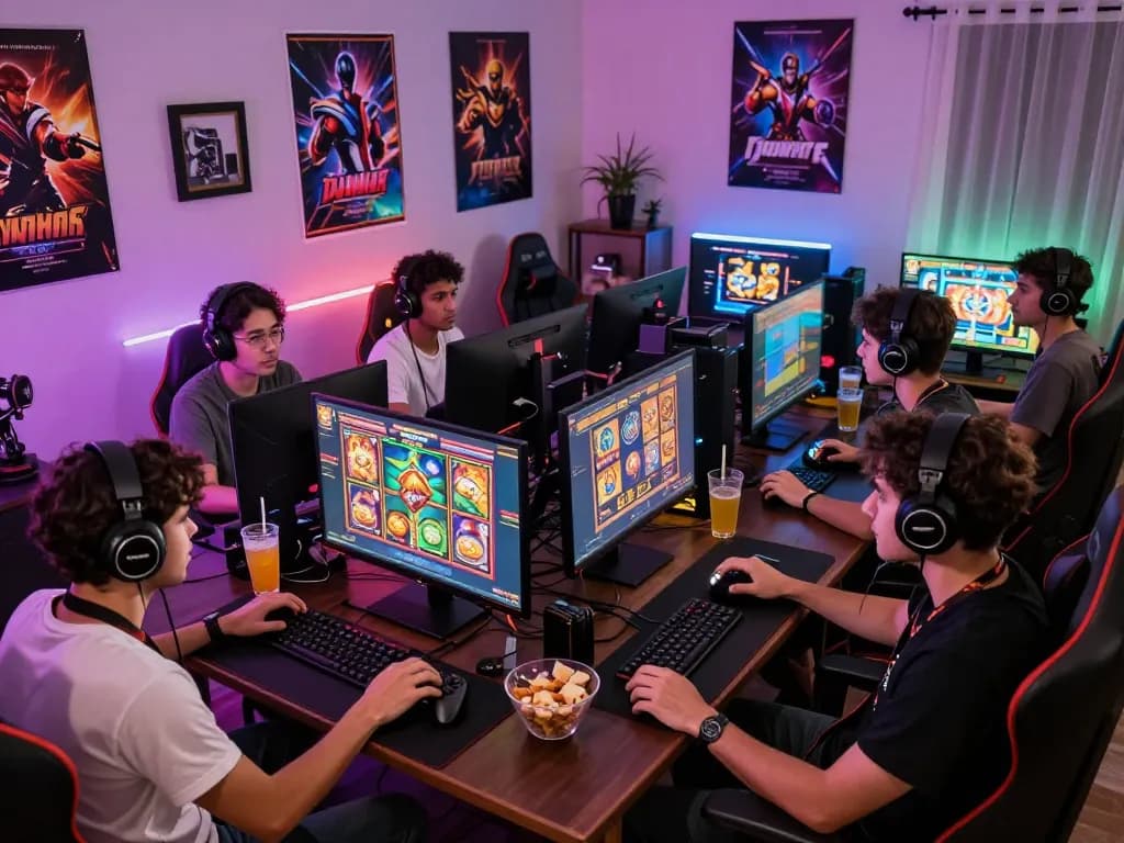 Exciting Zeus138 online gaming atmosphere with players enjoying vibrant slot games.