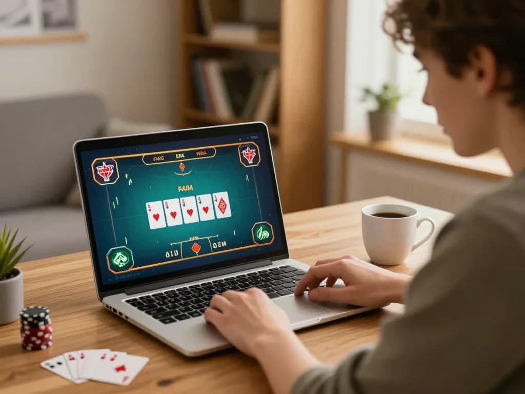 Action-packed online poker gameplay with focused player using nano banana flash for strategy insights.