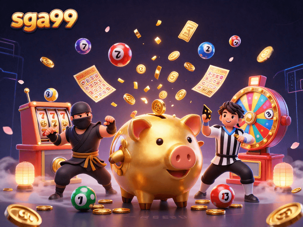 Engage in exciting gameplay with sga99's colorful symbol-rich casino experience featuring a dynamic scene.