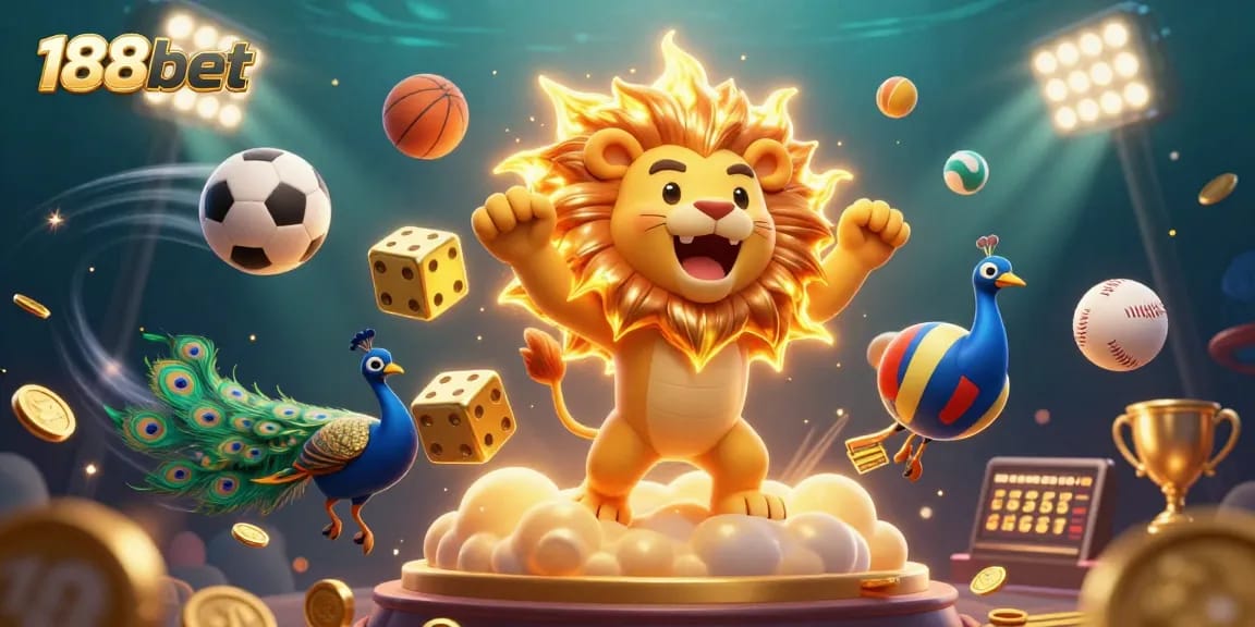 Engage with 188bet's thrilling sports betting scene featuring vibrant characters and dynamic game elements.