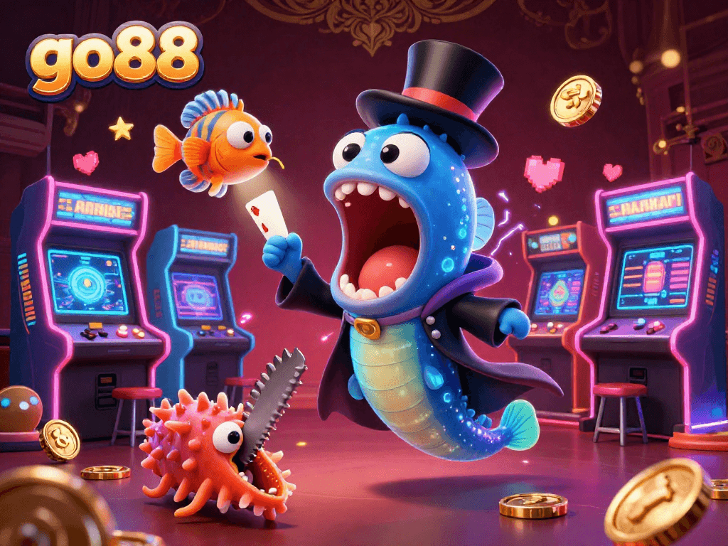 Engage with go88's vibrant casino scene featuring unique 3D characters and dynamic game elements.