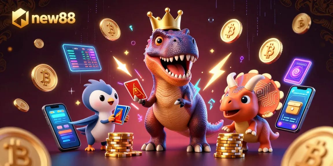 Experience thrilling 3D fun at new88 with cartoon characters and vibrant casino elements!