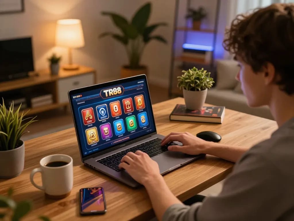 Engage in TR88 casino games from home with a vibrant online setup and cozy ambiance