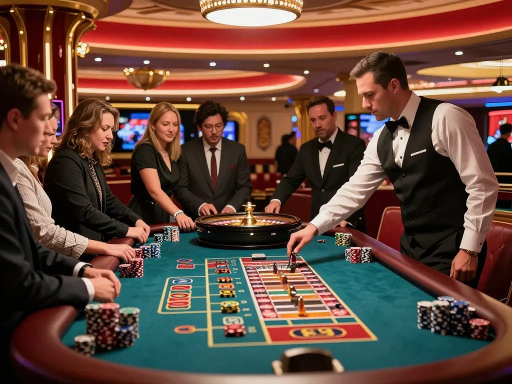Experience the thrill of betting at the roulette table, showcasing casinosscope excitement in a luxurious casino setting