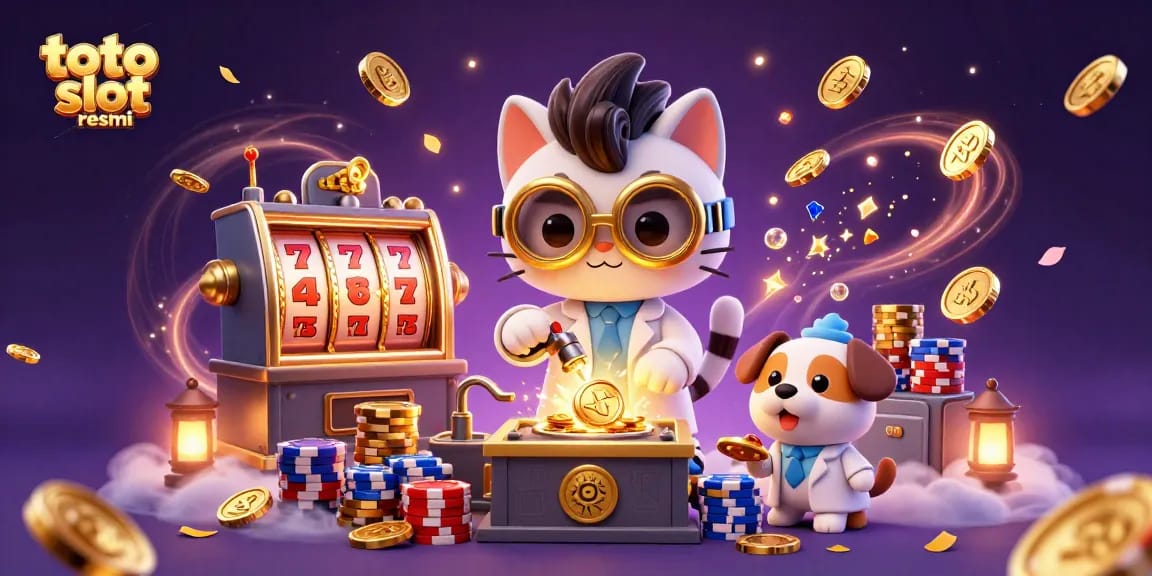 Experience thrilling wins with toto slot resmi showcased in this vibrant 3D casino scene.