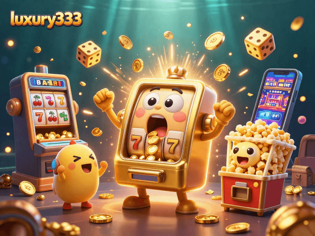 Mesin slot luxury333 menang jackpot yang memukau dengan koin berhamburan.