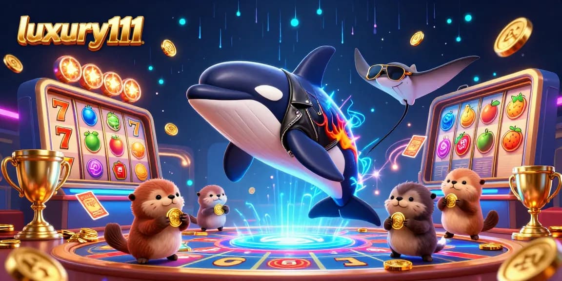 Experience luxury111 gaming with iconic characters amidst rich casino elements and vibrant atmosphere.