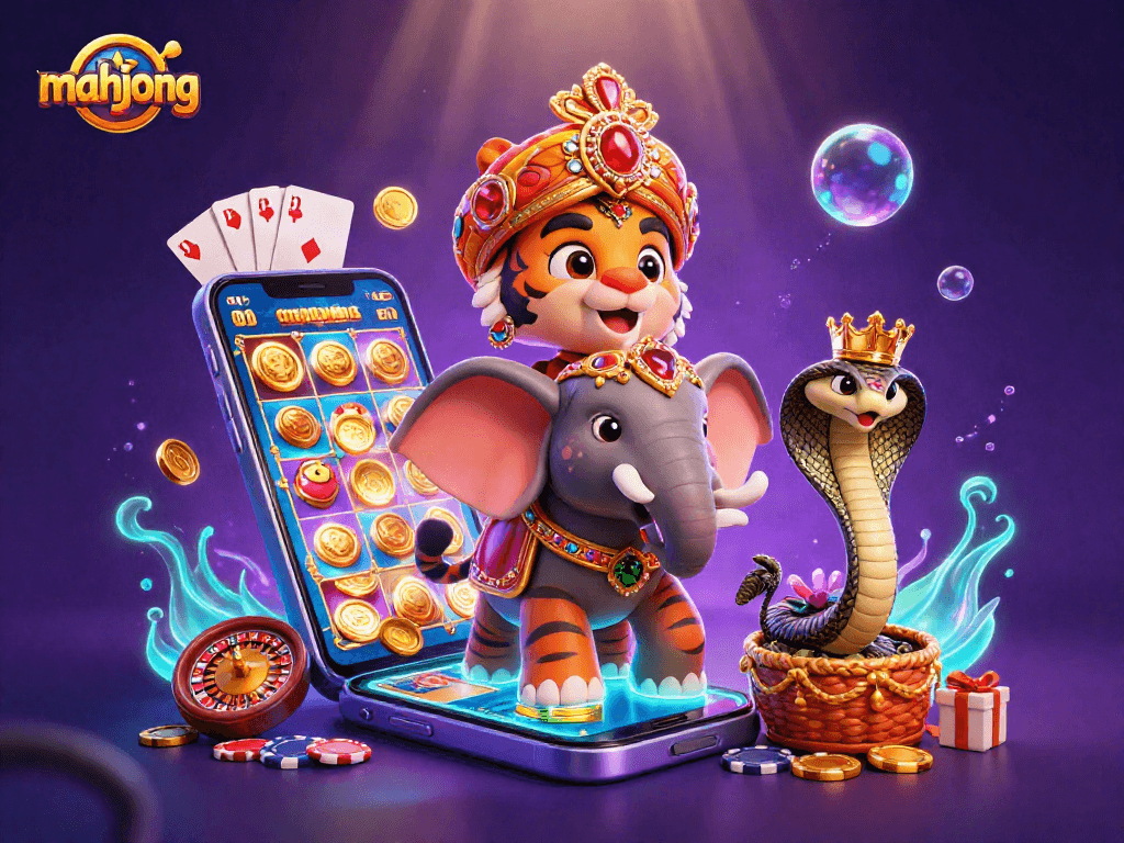 Engage in thrilling mahjong action with vibrant casino elements in this 3D illustration.