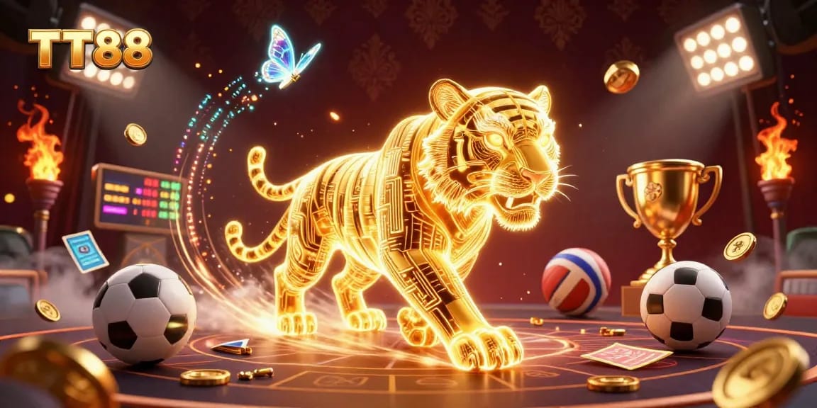 Place bets at TT88 in an exciting digital casino filled with vibrant gaming elements.