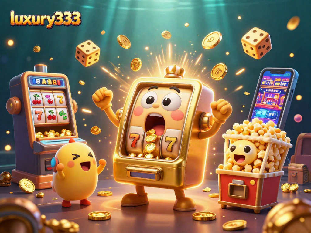 Mesin slot luxury333 menang jackpot yang memukau dengan koin berhamburan.