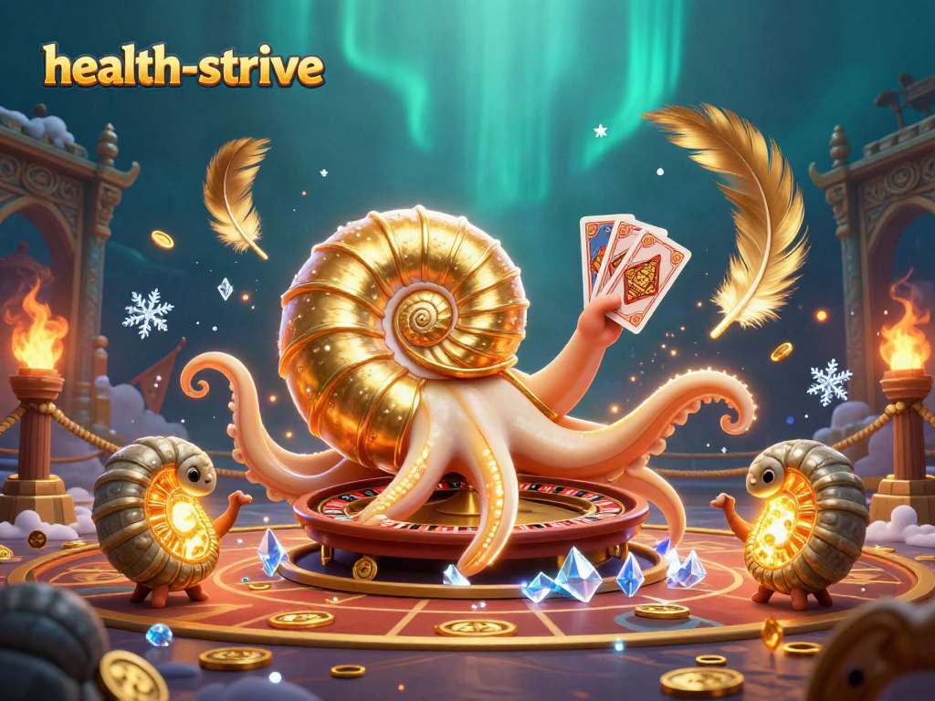 Gambarkan pengalaman bermain di health-strive dengan nautilus raksasa yang berputar dalam elemen kasino.