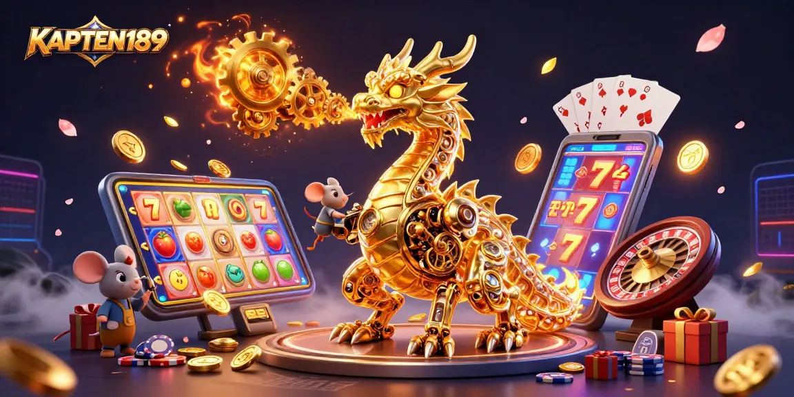 KAPTEN189 menghadirkan suasana kasino yang menakjubkan dengan naga emas dan permainan slot menggiurkan.