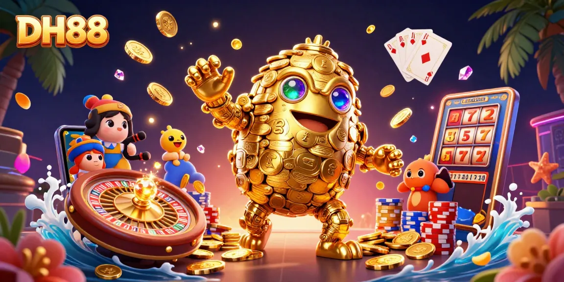 Win big at DH88 with our vibrant casino illustration featuring dynamic gaming elements.