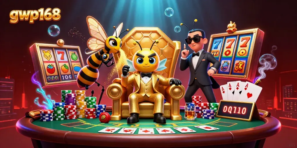 Permainan slot menarik di GWP168 menggunakan karakter kartun yang menawan dan elemen kasino lainnya.