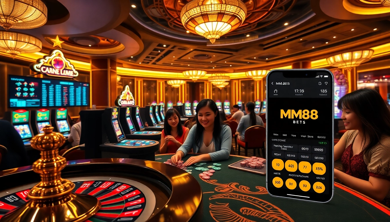 Experience excitement at MM88 Bets with stylish gaming tables, vibrant slots, and live betting.