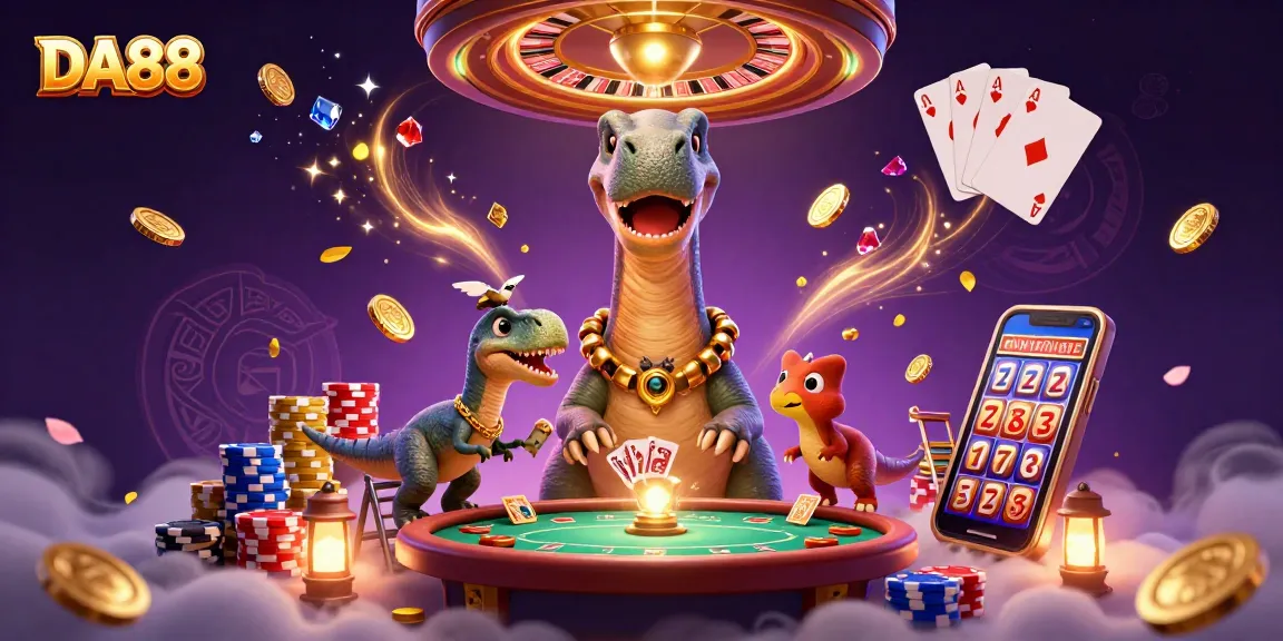 Experience excitement with DA88 at the casino, featuring vibrant characters and dynamic game elements.