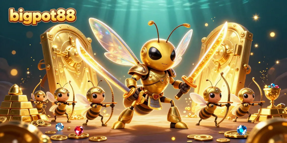 Join the thrilling adventure of bigpot88 with a vibrant casino scene featuring treasure and gaming action.