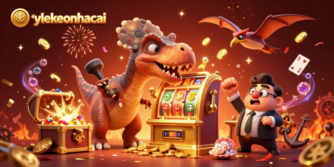 Experience thrilling gaming action with tylekeonhacai as a pachycephalosaurus hits a slot machine for jackpot coins.