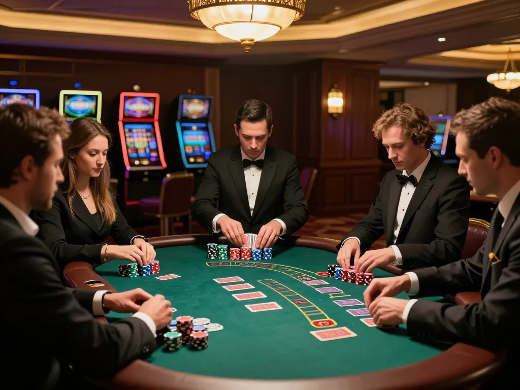 Experience the excitement of du88 at a classy blackjack table with focused players and dynamic gameplay.