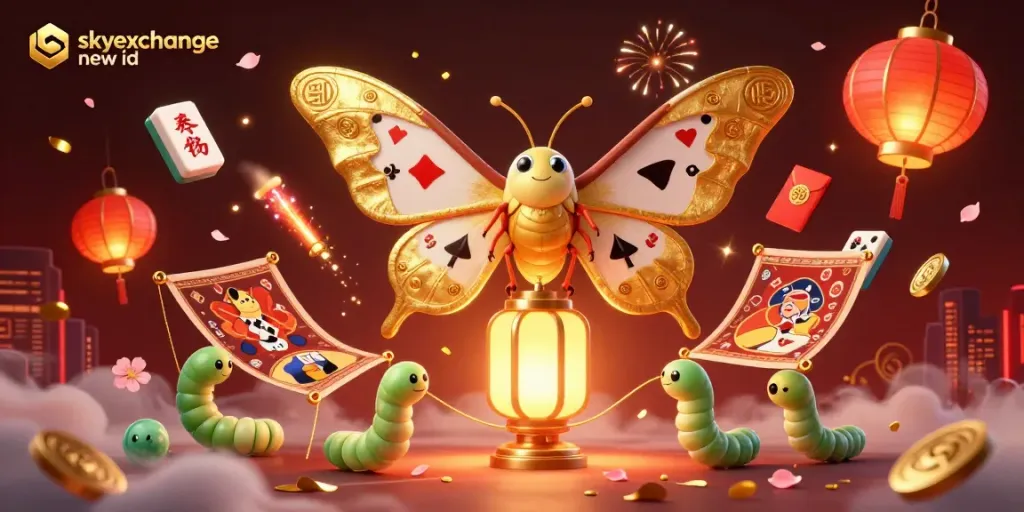 Experience the thrill of Sky Exchange new ID with engaging casino elements in a vibrant 3D illustration.