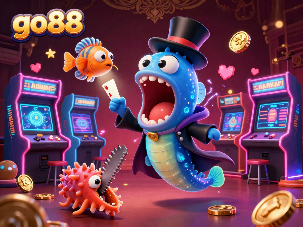 Engage with go88's vibrant casino scene featuring unique 3D characters and dynamic game elements.
