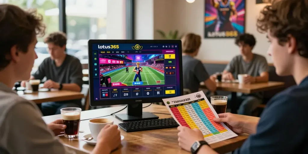Players celebrating while using the lotus365 online gambling platform.
