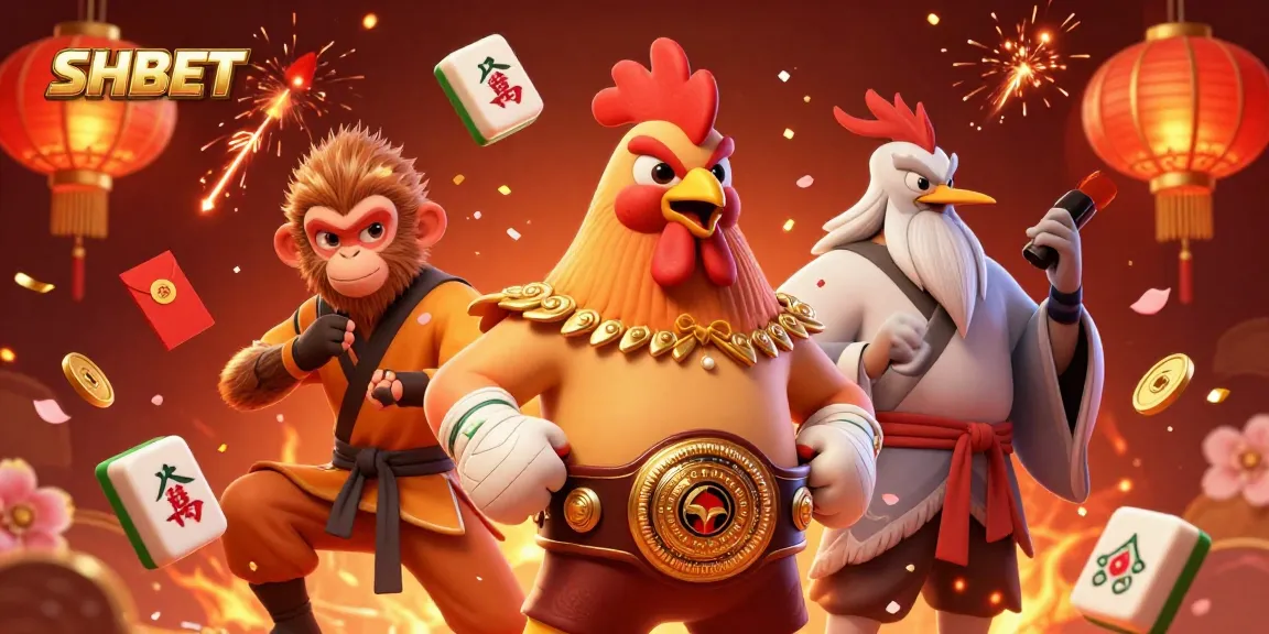 Experience thrilling gameplay with SHBET featuring a Muay Thai rooster and casino symbols in vibrant detail.