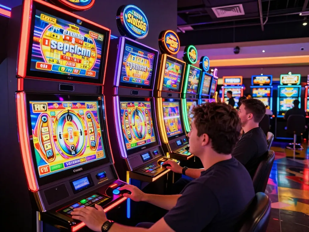 Players engaging with vibrant slots at SlotsGG for an electrifying casino experience