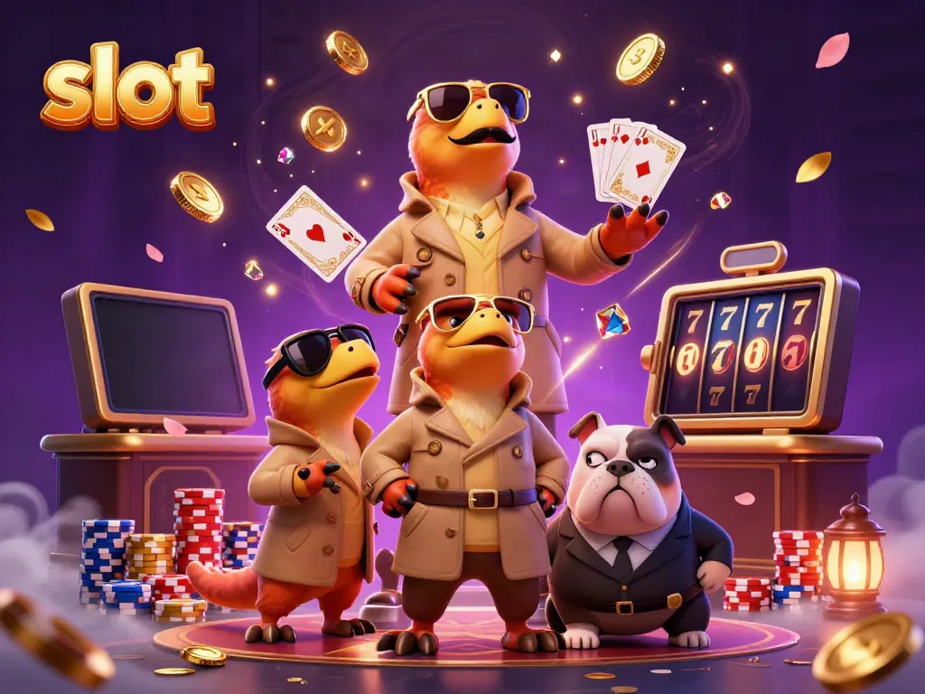 Experience the thrilling slot scene with dynamic raptors in disguise and cascading gems in a vibrant casino setting.