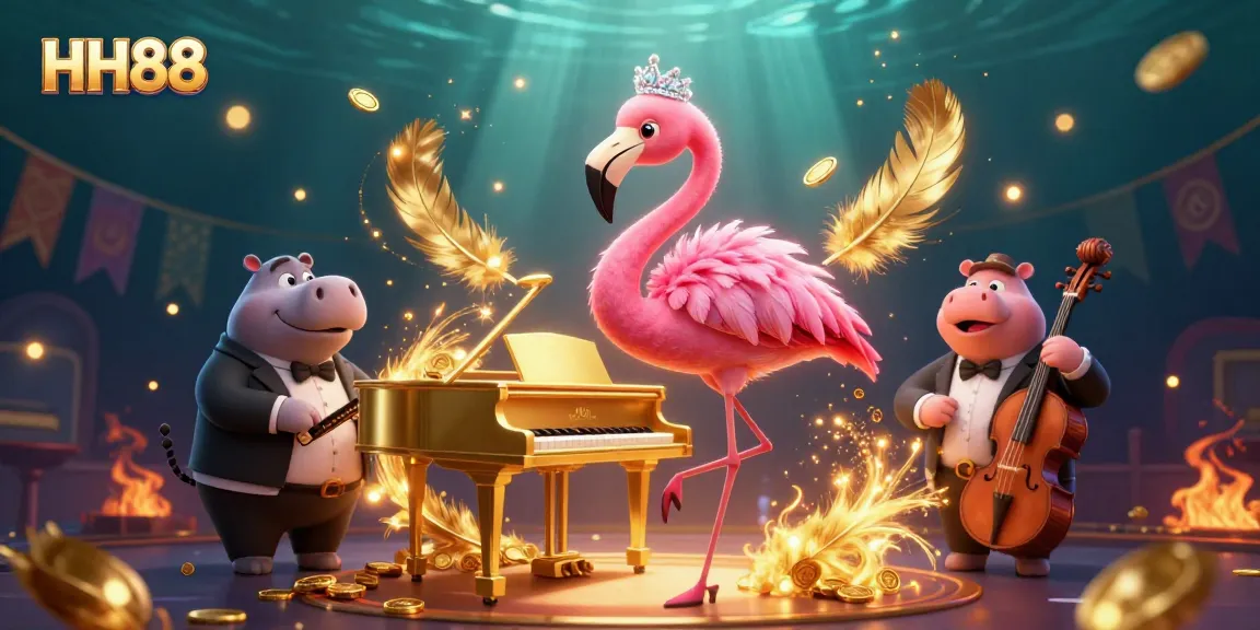 Experience thrilling gameplay at HH88 with a vibrant 3D casino illustration featuring lively characters.
