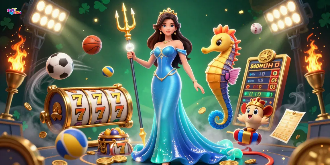 Engage with ดูหนังออนไลน์ through an ultra-detailed gaming illustration featuring slot elements and a dynamic sea scene.