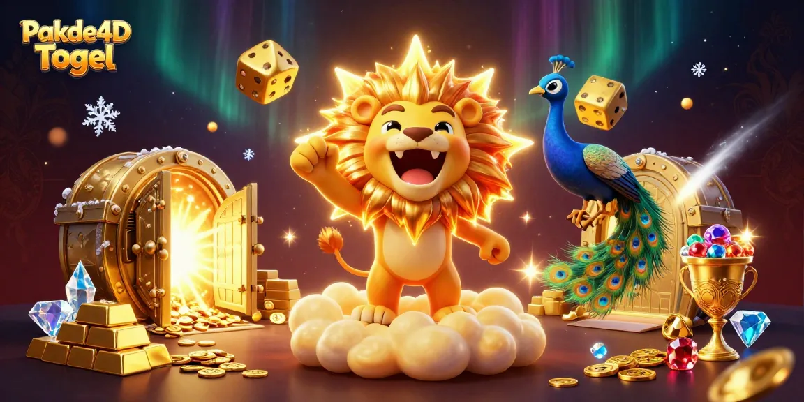 Experience the thrill of Pakde4D Togel with a vibrant 3D illustration of winning symbols and characters.