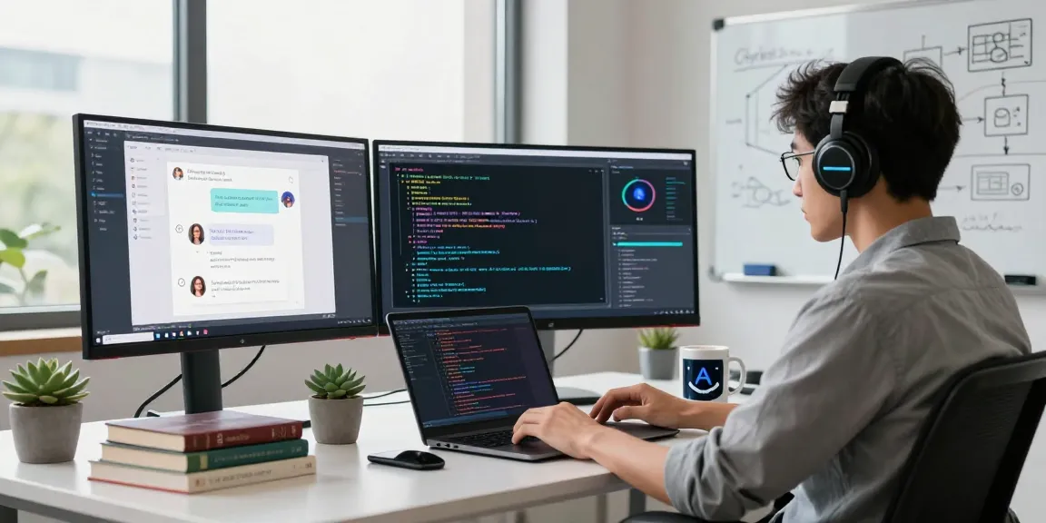 AI developer enhancing chat interfaces with crush ai in a modern tech workspace.