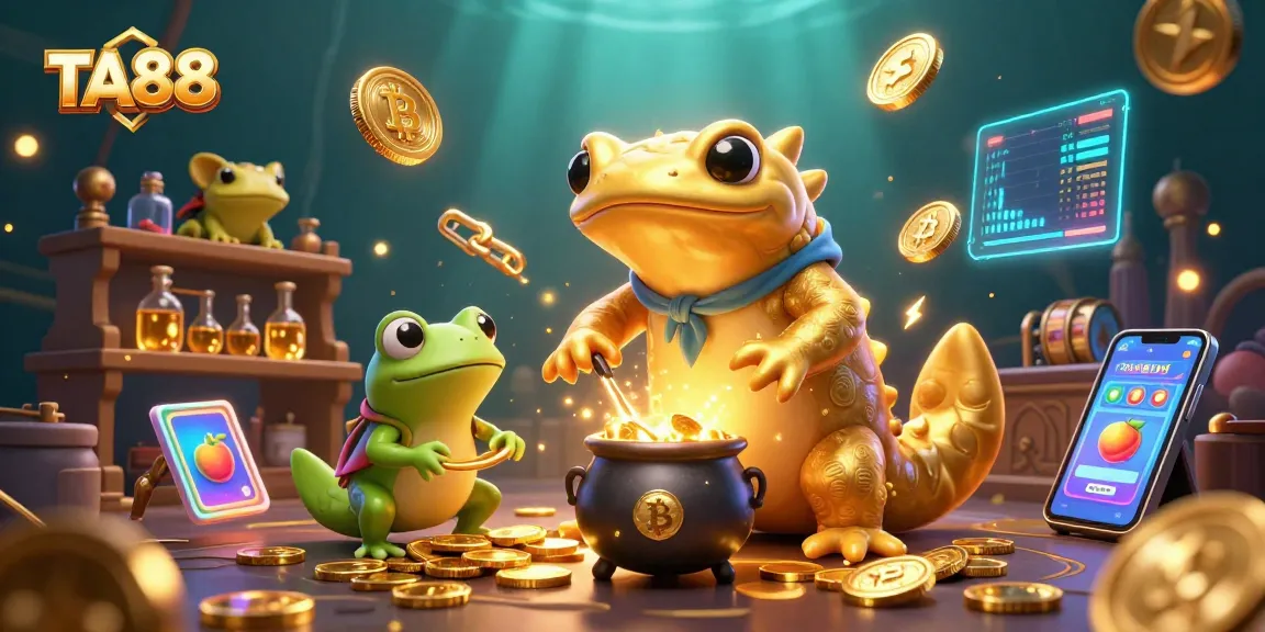 Engage with TA88 casino magic, where golden coins and slot reels create a vibrant gaming experience.