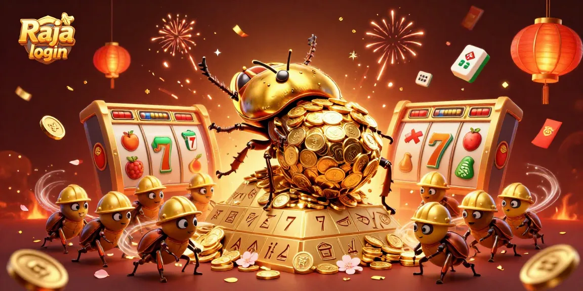 Experience the excitement of Raja game login with vibrant casino-themed illustrations.