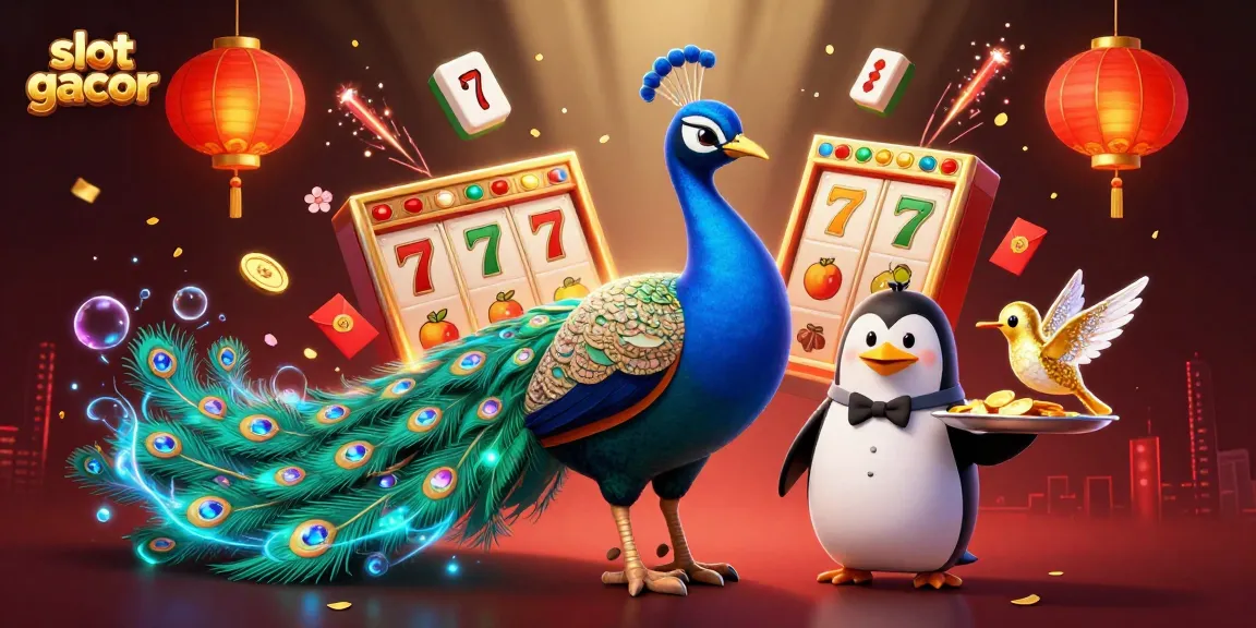 Experience the excitement of slot gacor with vibrant characters and casino elements in a dazzling illustration.