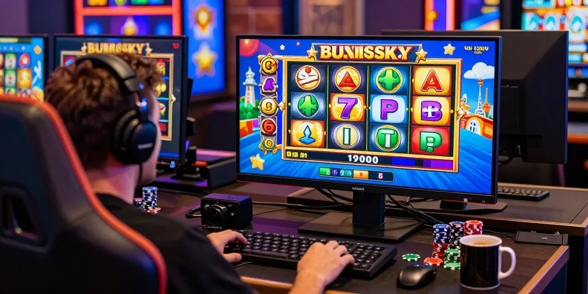Player enjoying bonus buy slots with colorful reels and exciting gameplay in a vibrant online casino setting.