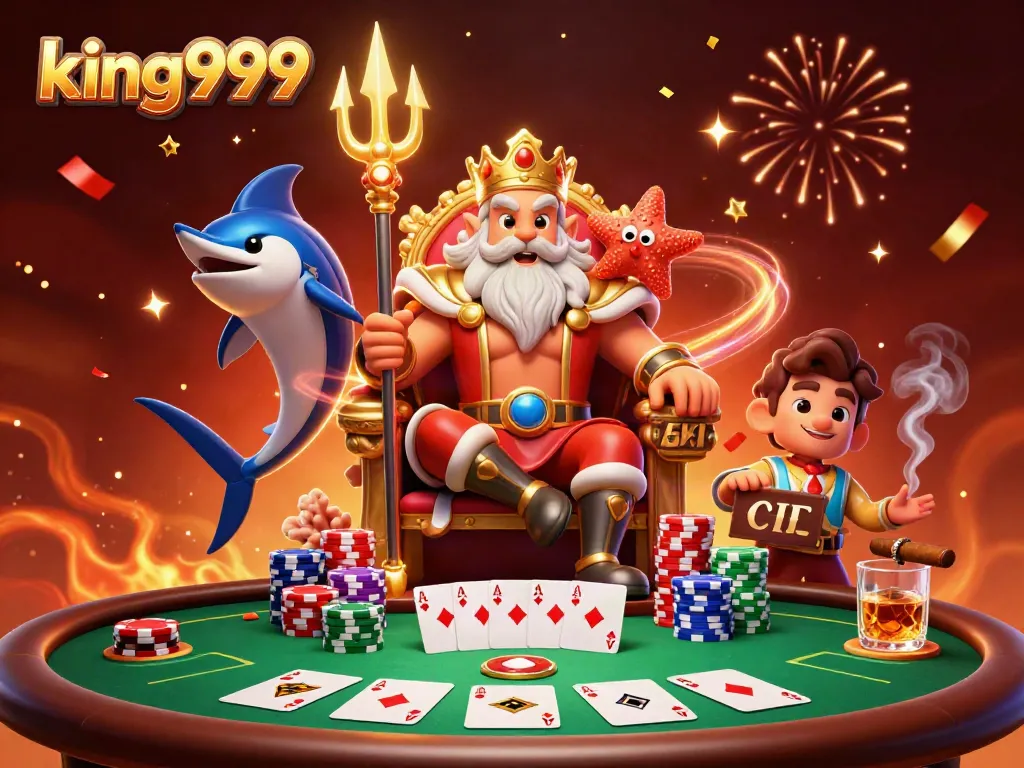 Menggandakan peluang menang dengan king999, ilustrasi kasino 3D yang kaya detail.