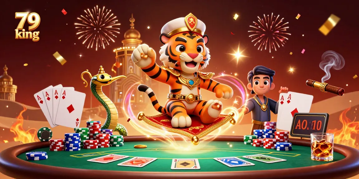 Engage in thrilling gameplay with 79 king, featuring a lively scene of poker and vibrant casino elements.