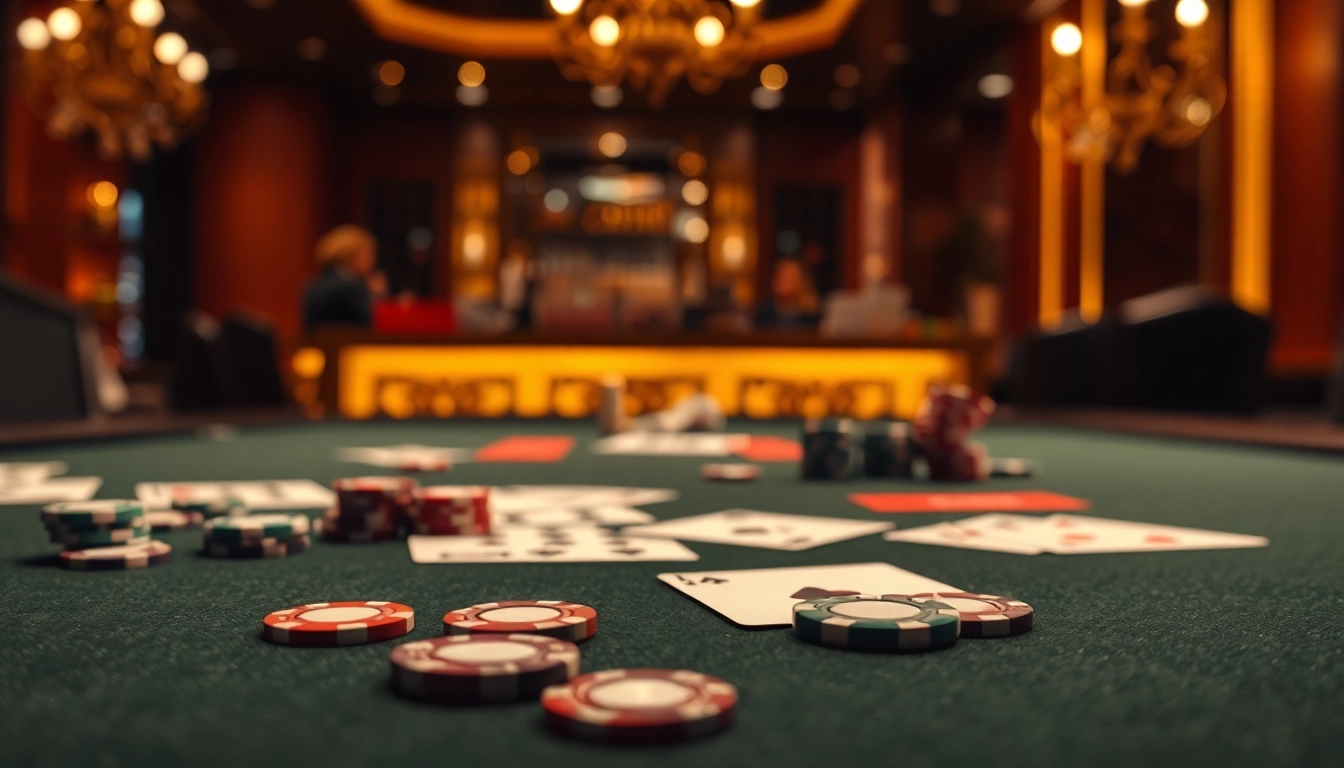 Play exciting casino games like tariantoto with vibrant chips and cards on a gaming table.