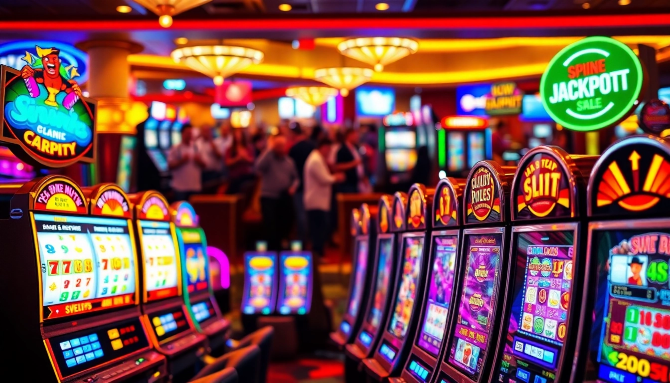 Slot Game mesin slot yang penuh warna dan aktif di kasino yang ramai.