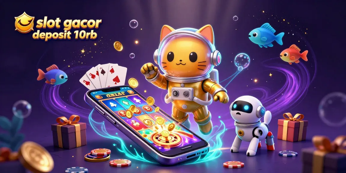 Spin to win with slot gacor deposit 10rb in this vibrant 3D casino illustration featuring fun characters.